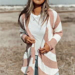 Lovestitch Pink and White Striped Cardigan